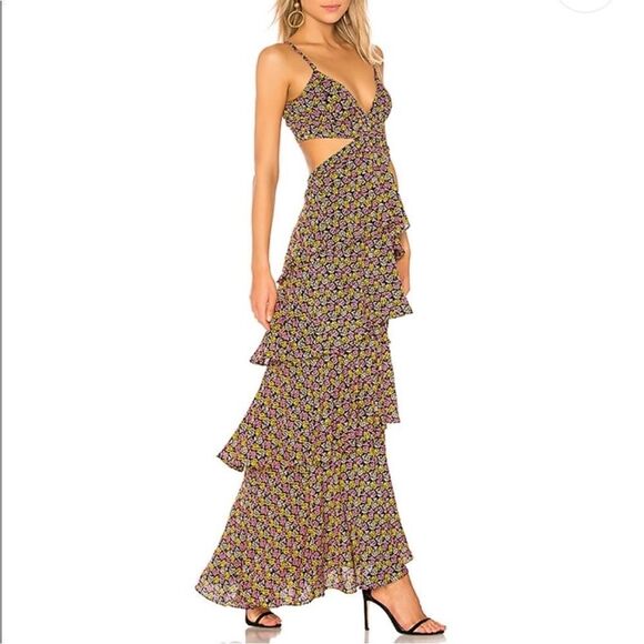 ALC Titus Floral Tiered Open Waist Silk Maxi Dress - Picture 1 of 7